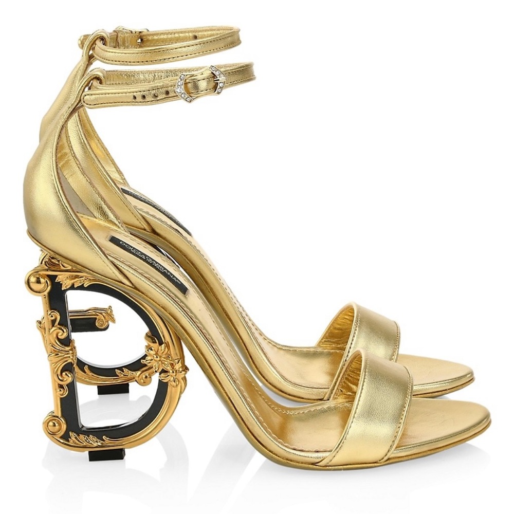 Crafted of metallic leather, DOLCE&GABBANA's size 40.5